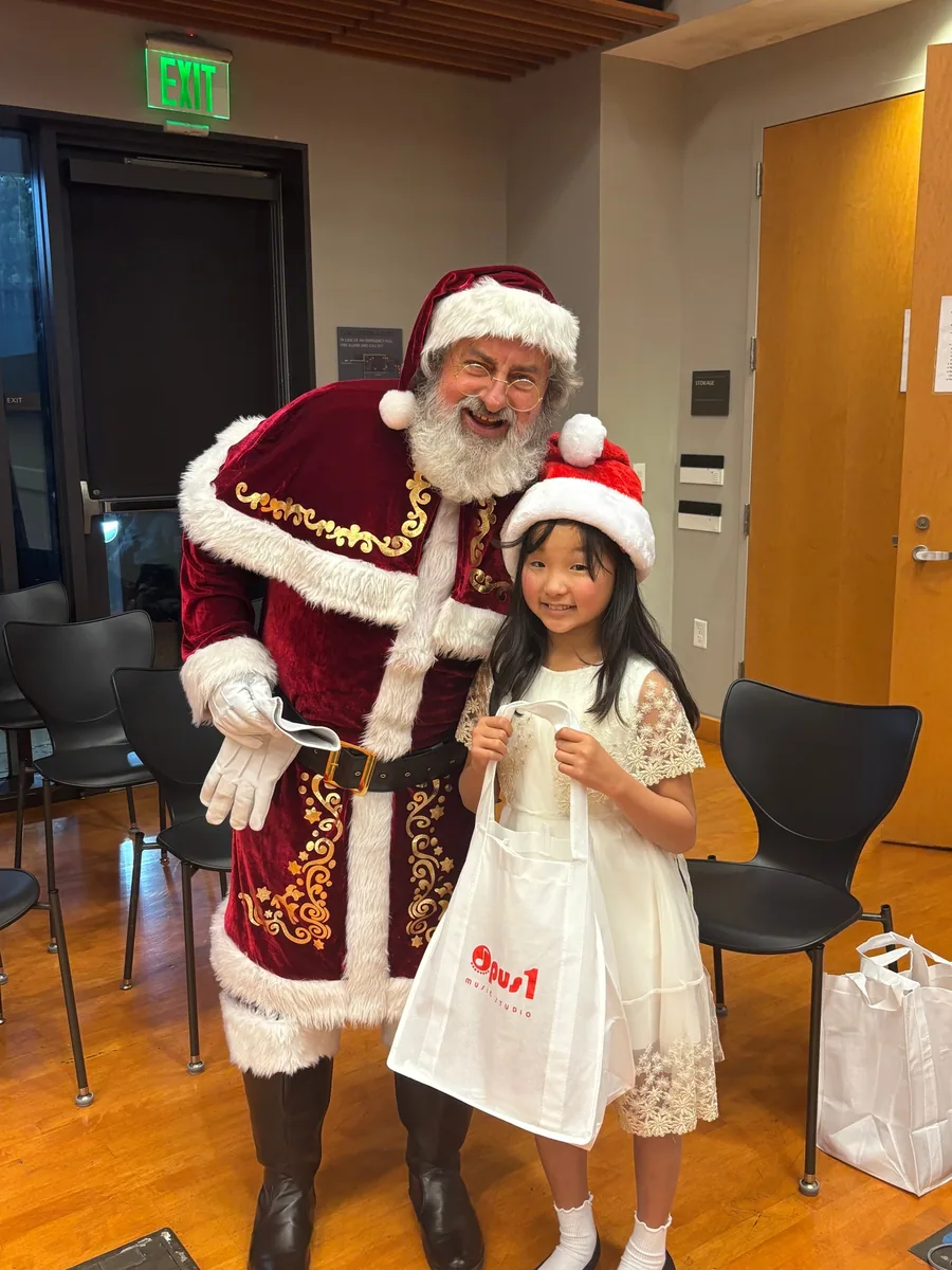 Holiday party piano student