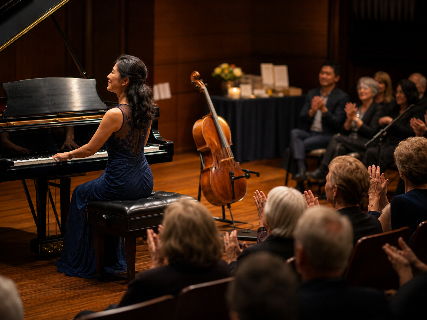 Faculty performer on stage at a sponsored recital