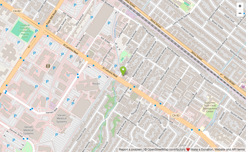 Map showing 3401 El Camino Real, Palo Alto, CA 94306